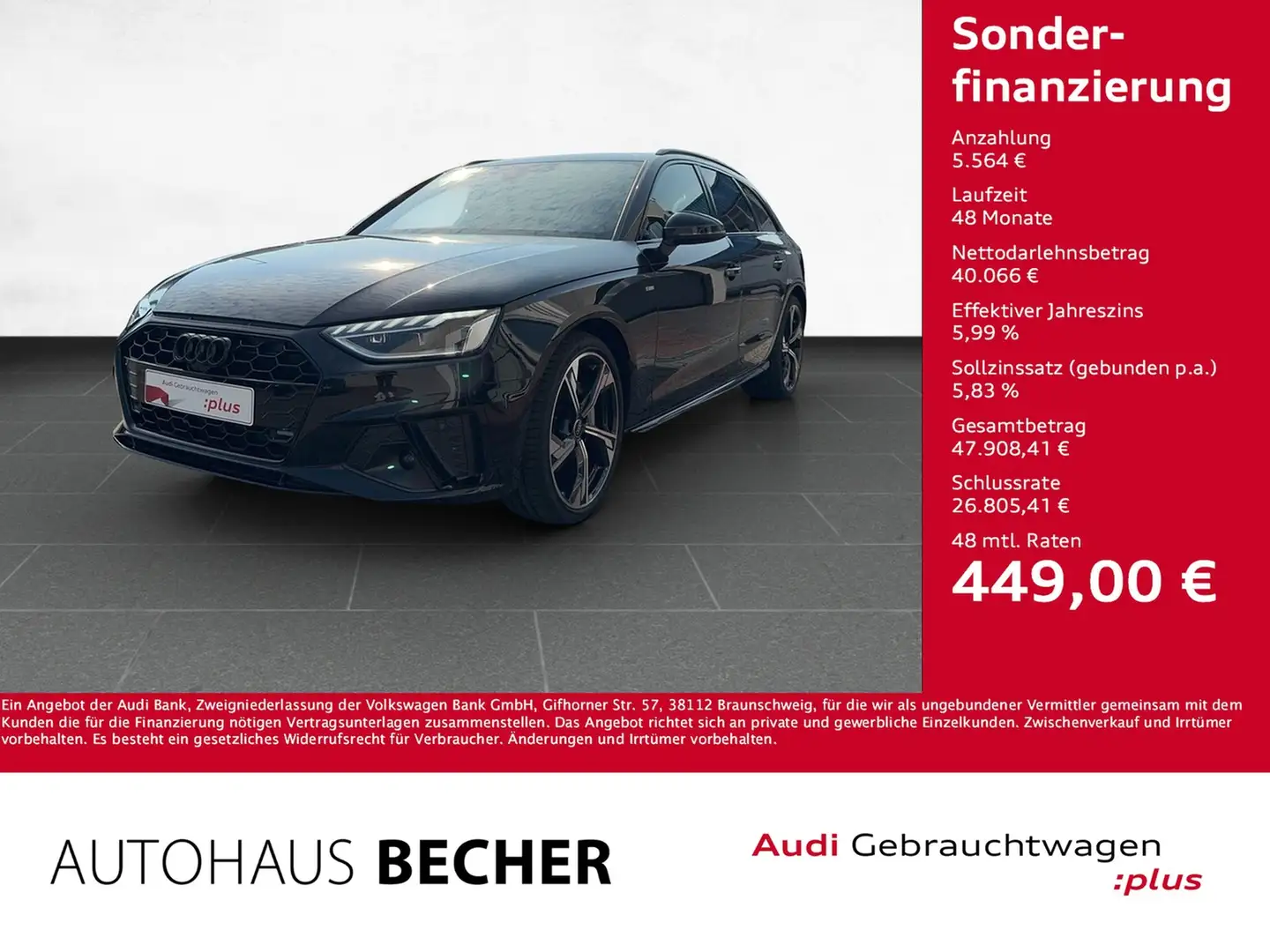 Audi A4 Avant S line 40 TDI S tronic /AHK/Navi/LED Schwarz - 1