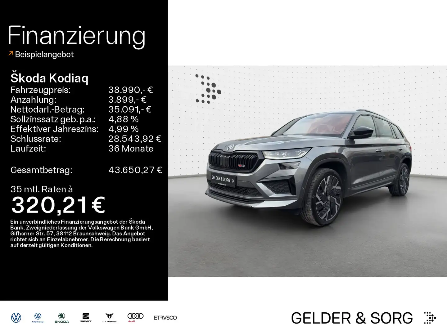 Skoda Kodiaq RS 2.0 TSI AHK*LED*CANTON*Sitzbel.*Leder Grau - 1