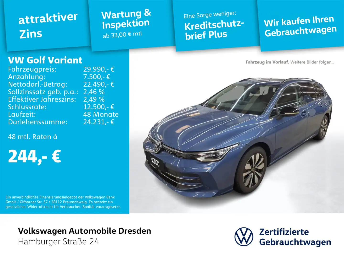 Volkswagen Golf Variant Golf VIII Variant GOAL 2.0 TDI DSG IQ AHK AREA Bleu - 1