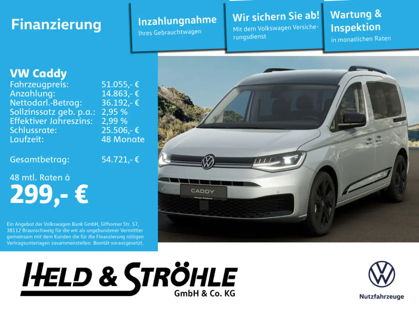 Volkswagen Caddy Edition 2.0 TDI DSG 18 ACC AHK LED STANDH Argent - 1