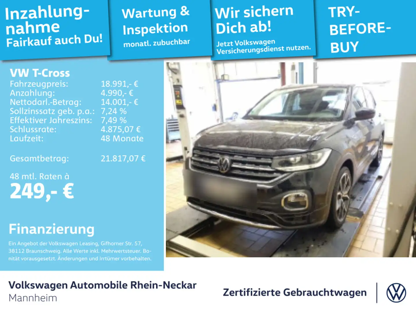 Volkswagen T-Cross 1.0 TSI R-Line ext Kamera App-Connect LE Schwarz - 1