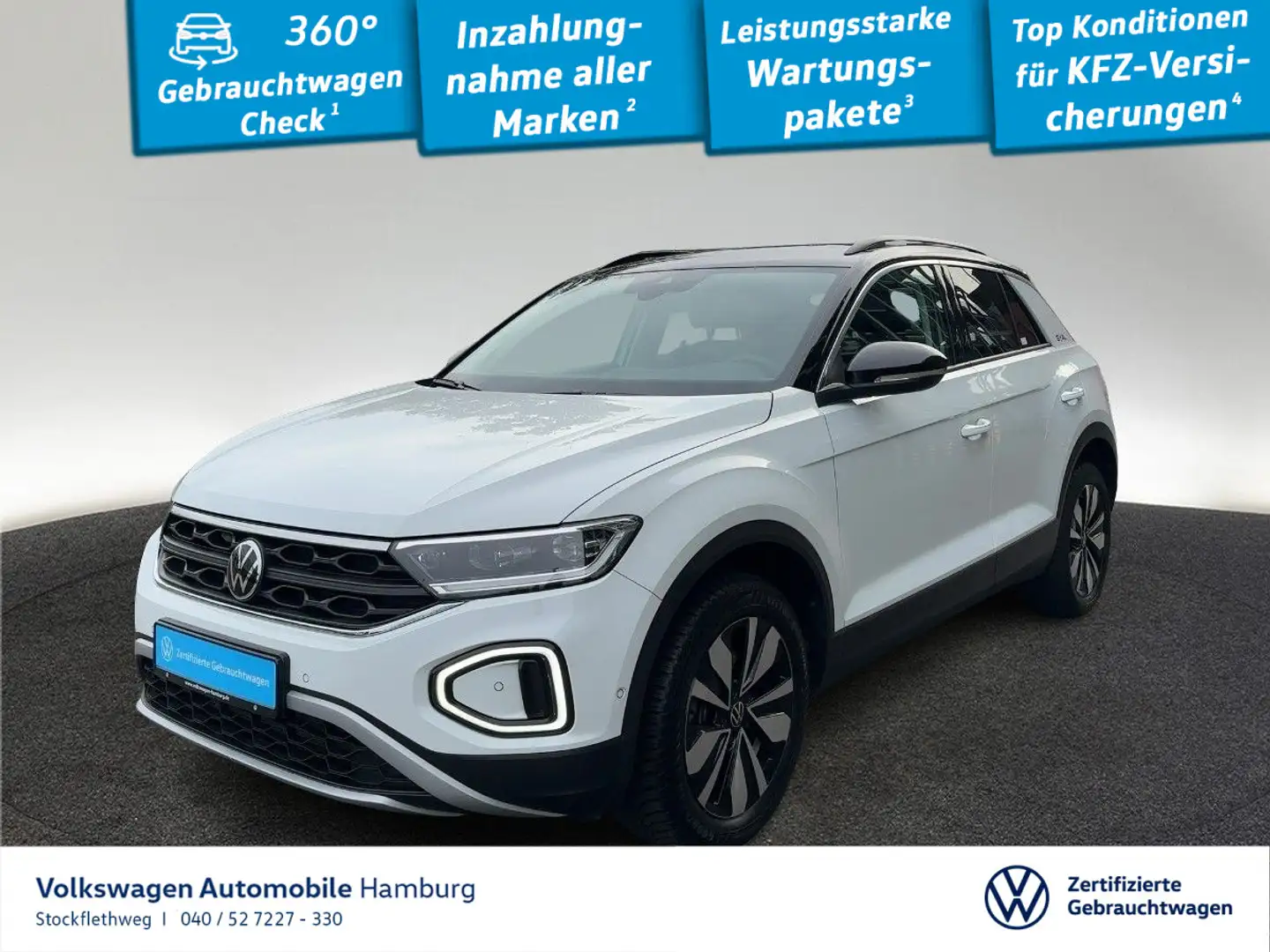 Volkswagen T-Roc 2.0 TDI Life DSG AHK Navi Rückf.kamera Weiß - 1