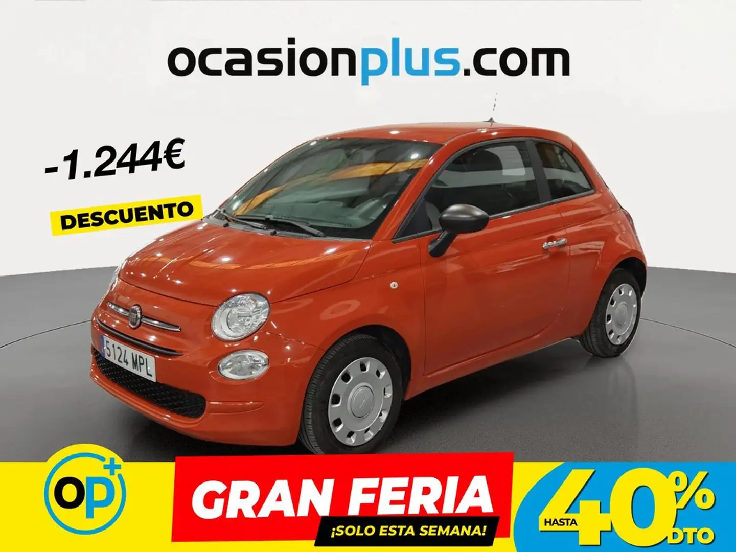 Fiat 500 1.0 Hybrid Monotrim 52kW Naranja - 1