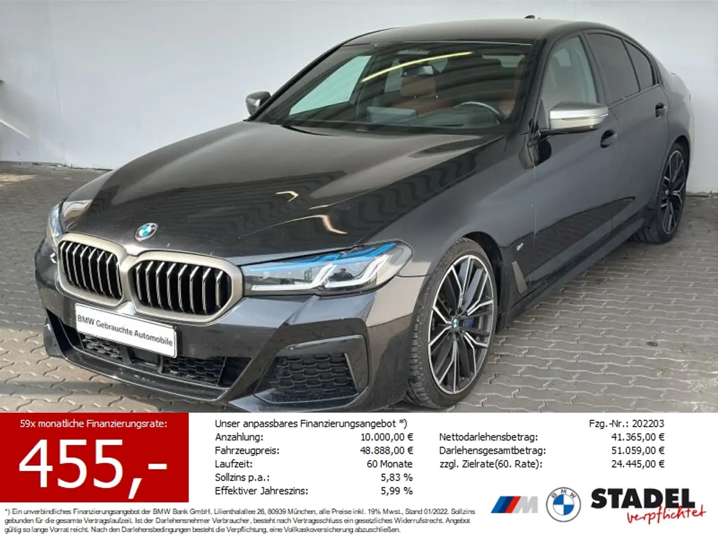BMW M550 i xDrive Lim. Navi.Laser.Standhz.HuD.ACC.RFK Schwarz - 1