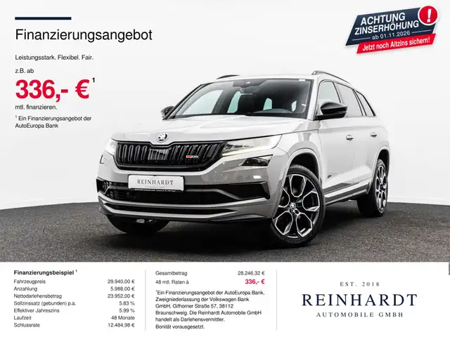 Skoda Kodiaq 2.0Bi TDi RS 4x4 20Z./TEMPOMAT/CANTON/DCC