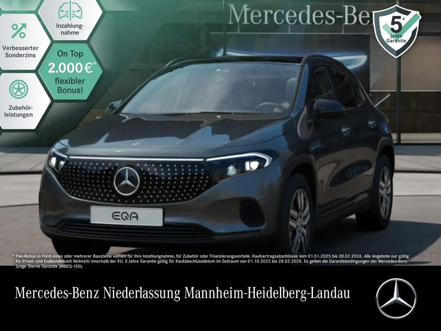Mercedes-Benz EQA 300 4M ELECTRICART+NIGHT+PLUS-PAKET+PANO+SPUR Grijs - 1