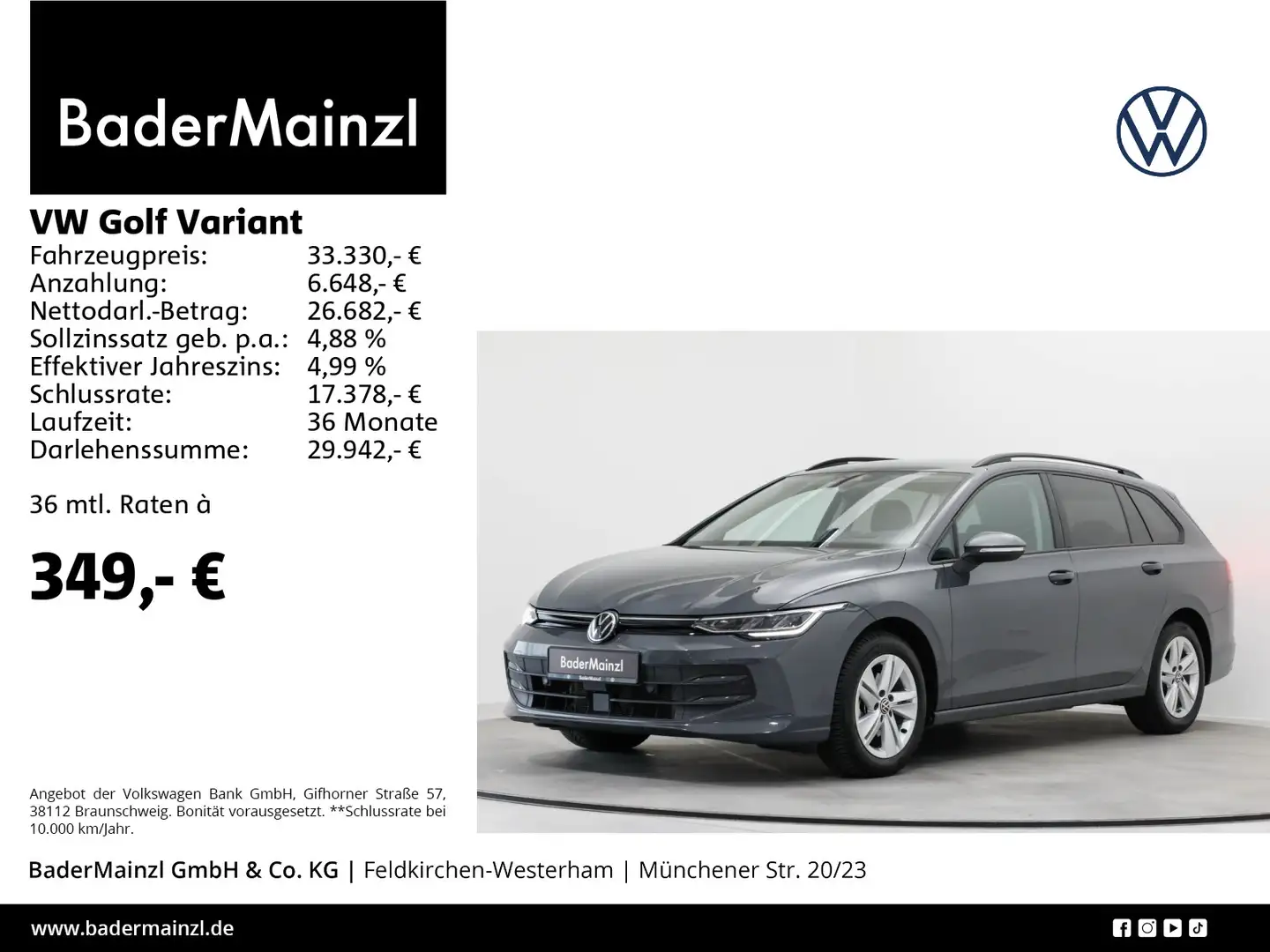 Volkswagen Golf Variant 1.5 eTSI DSG Life Kam. AHK HUD ACC Grau - 1