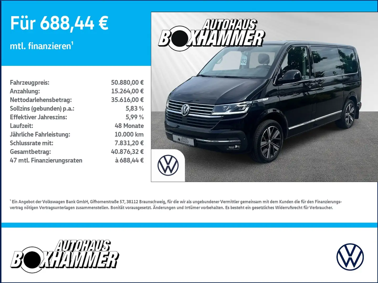 Volkswagen T6 Multivan T6.1 2.0 TDI DSG Highline 4MOTION  TOP-AUSTATTUNG Schwarz - 1