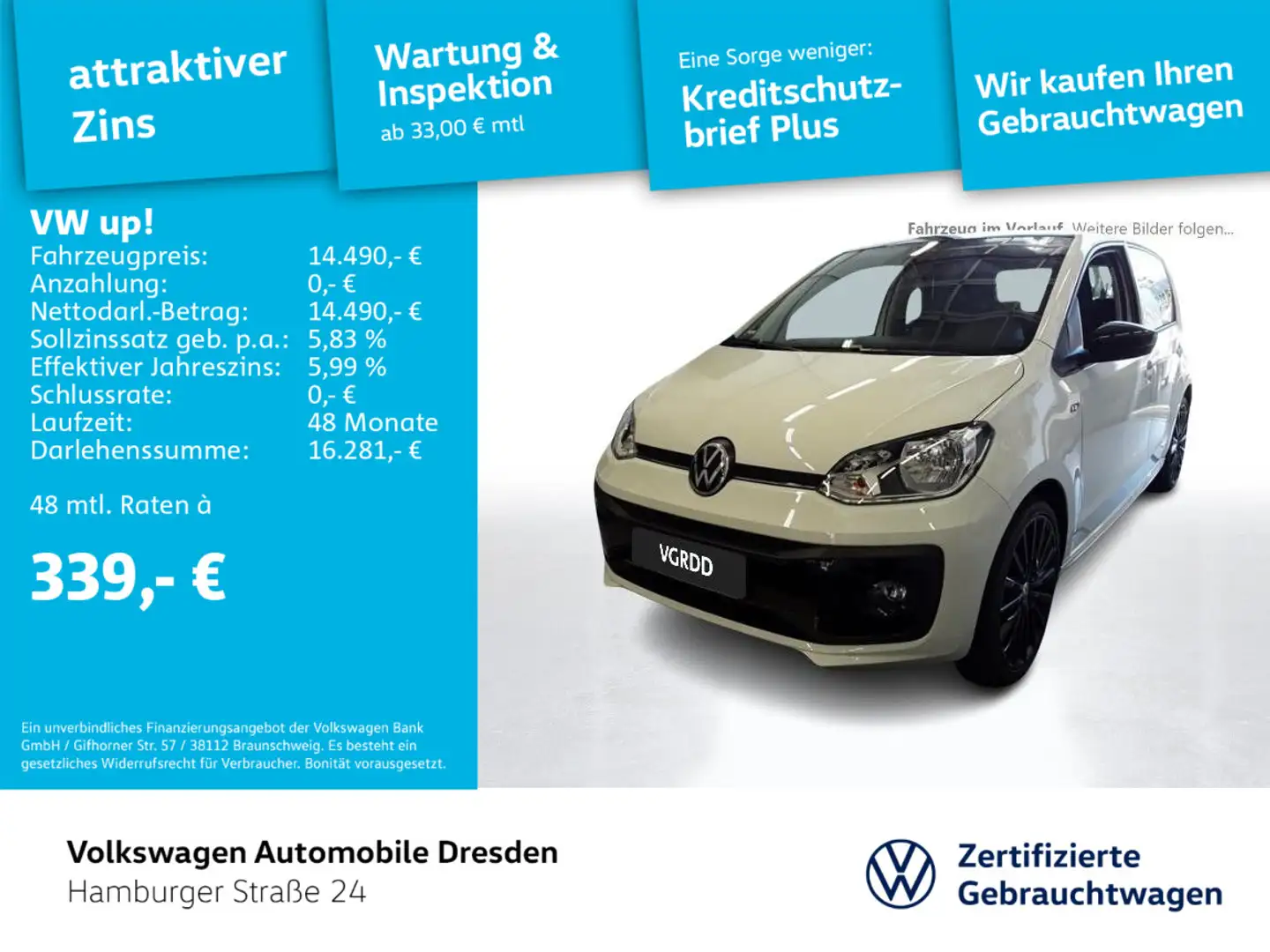 Volkswagen up! R-Line 1.0 MPI CLIMATRONIC KAMERA PDC GRA Weiß - 1