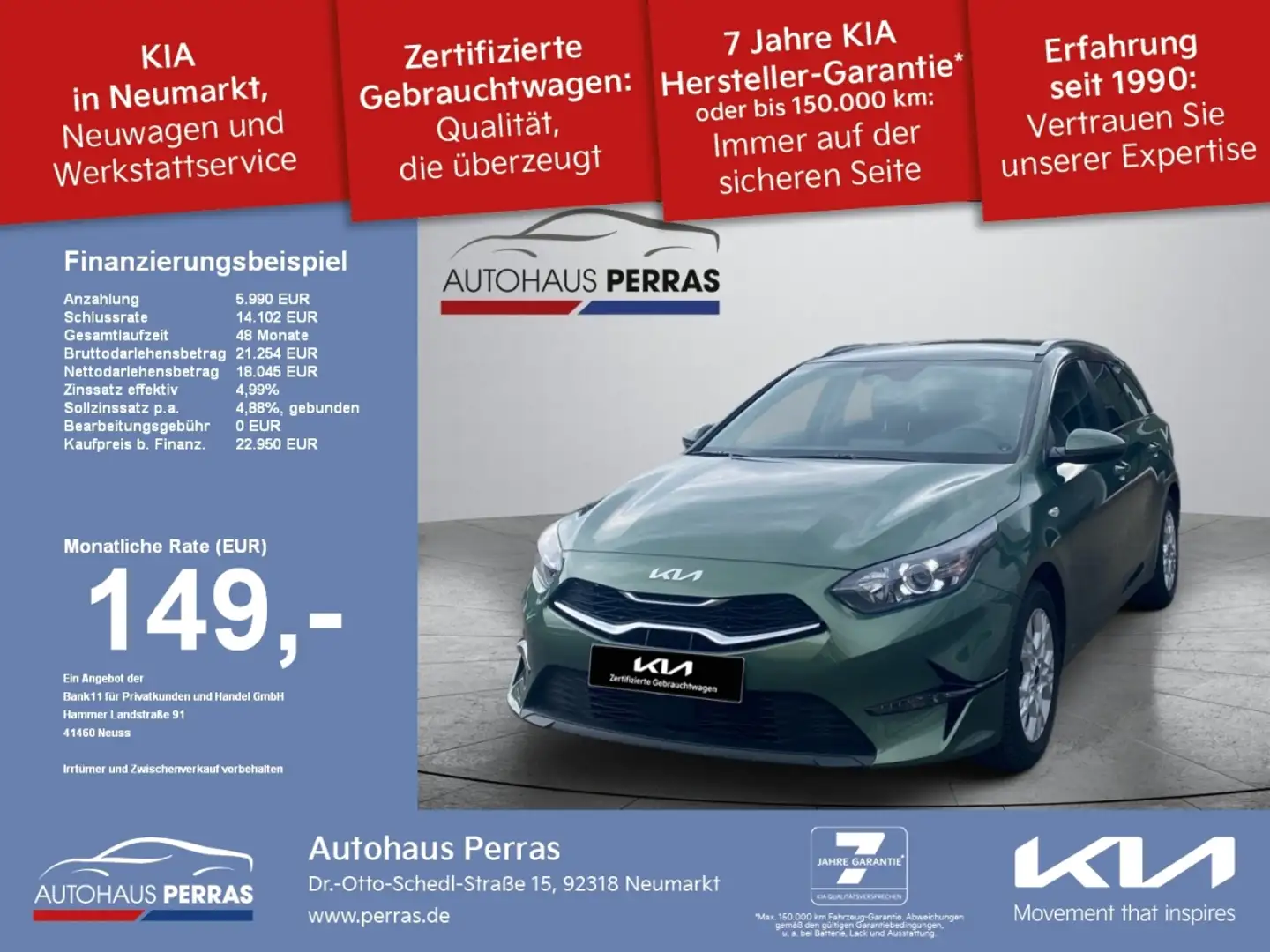 Kia Ceed SW / cee'd SW Ceed SW 1.5 T-GDI DCT7  Vision Navi Komfort Carpla Grün - 1
