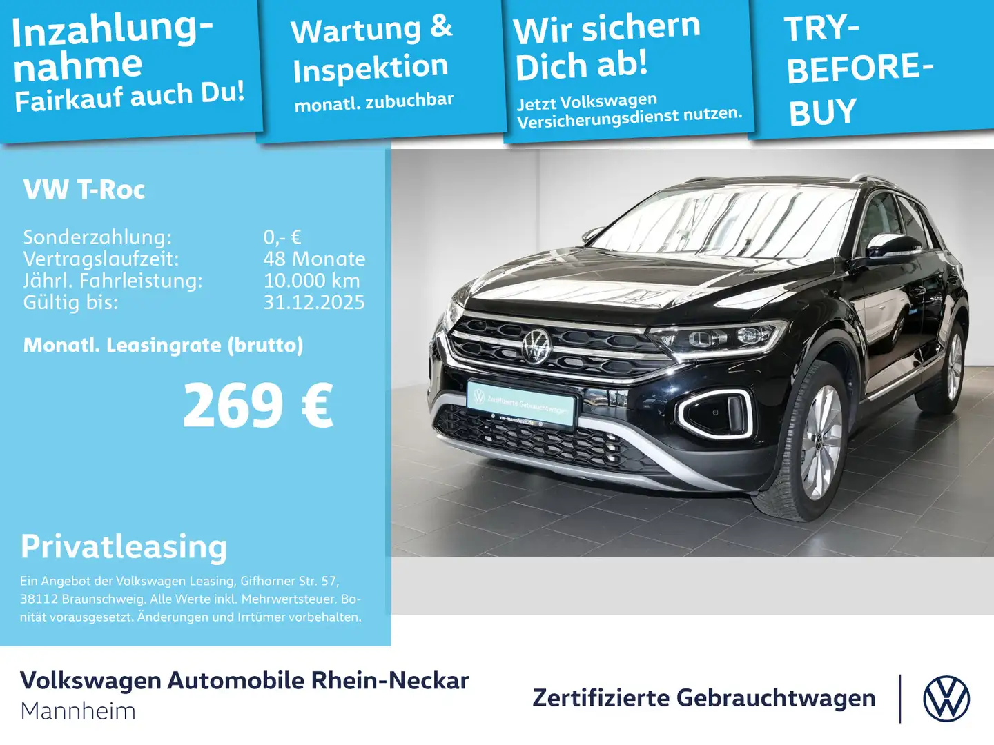 Volkswagen T-Roc 1.5 TSI Style DSG Navi AHK LED uvm Schwarz - 1