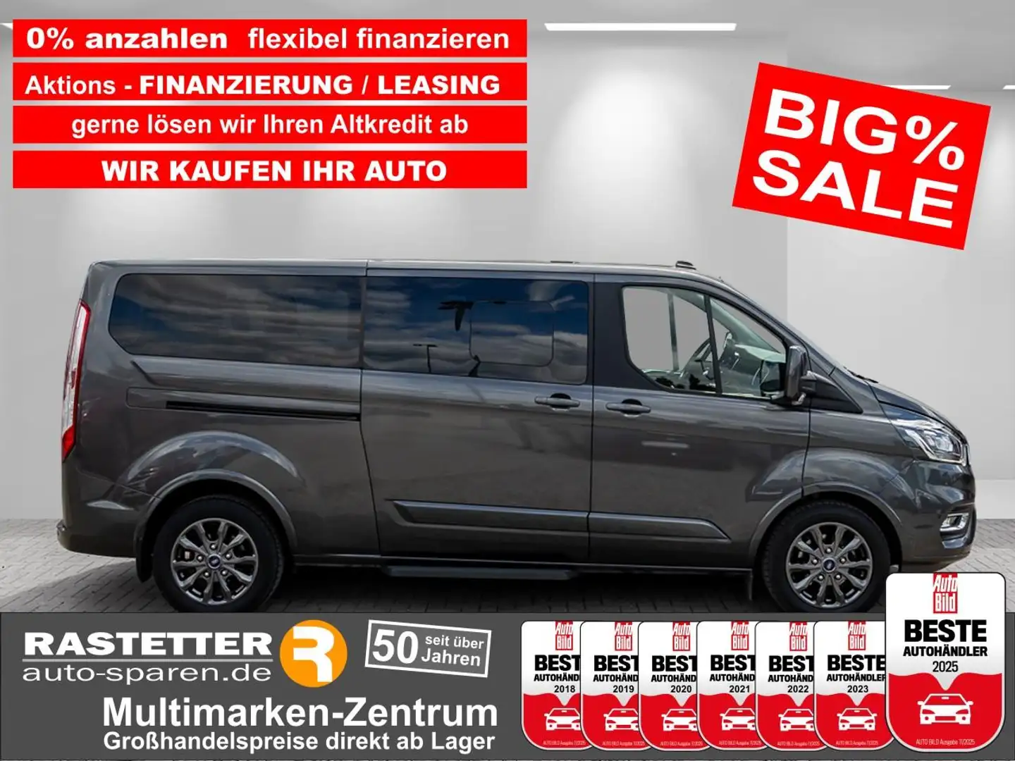 Ford Tourneo Custom L2 Aut. Titanium X 8S Leder+AHK+BiXenon+Navi+eSitz Gris - 1