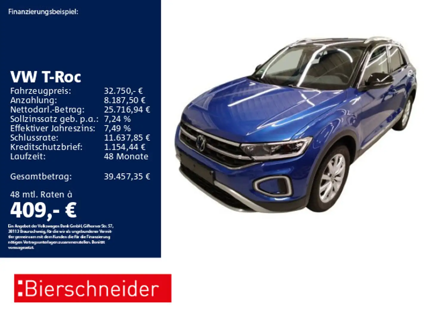 Volkswagen T-Roc 1.5 TSI DSG Style AHK MATRIX STAND CAM Blau - 1