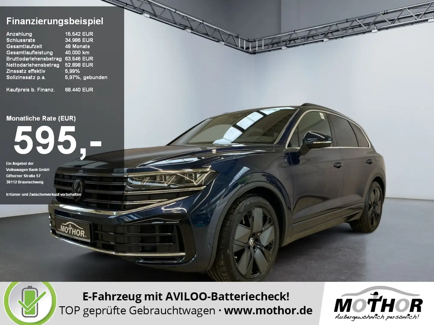 Volkswagen Touareg Elegance 3.0 V6 Plugin Hybrid Luftfederw. Blau - 1