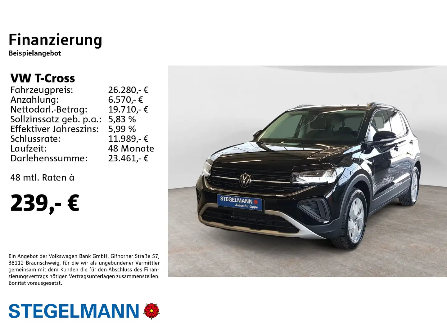 Volkswagen T-Cross 1.0 l TSI OPF 5-Gang-Schaltgetriebe Life Schwarz - 2