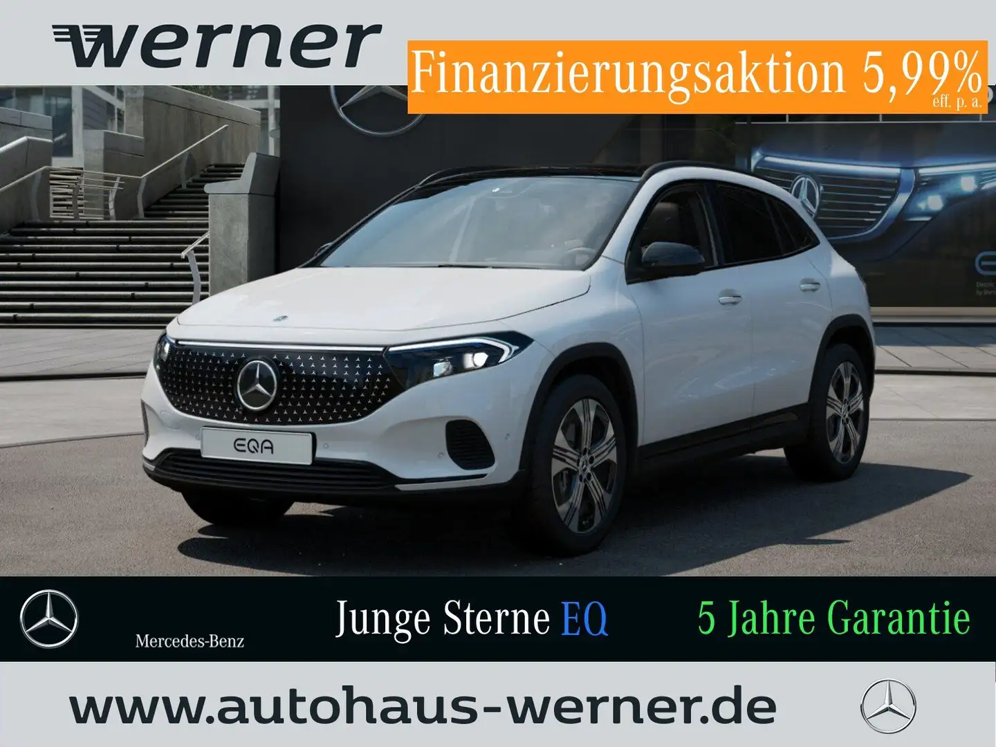 Mercedes-Benz EQA 300 4M ELEC ART ADV+ NIGHT FAP PANO AHK 360° Weiß - 1