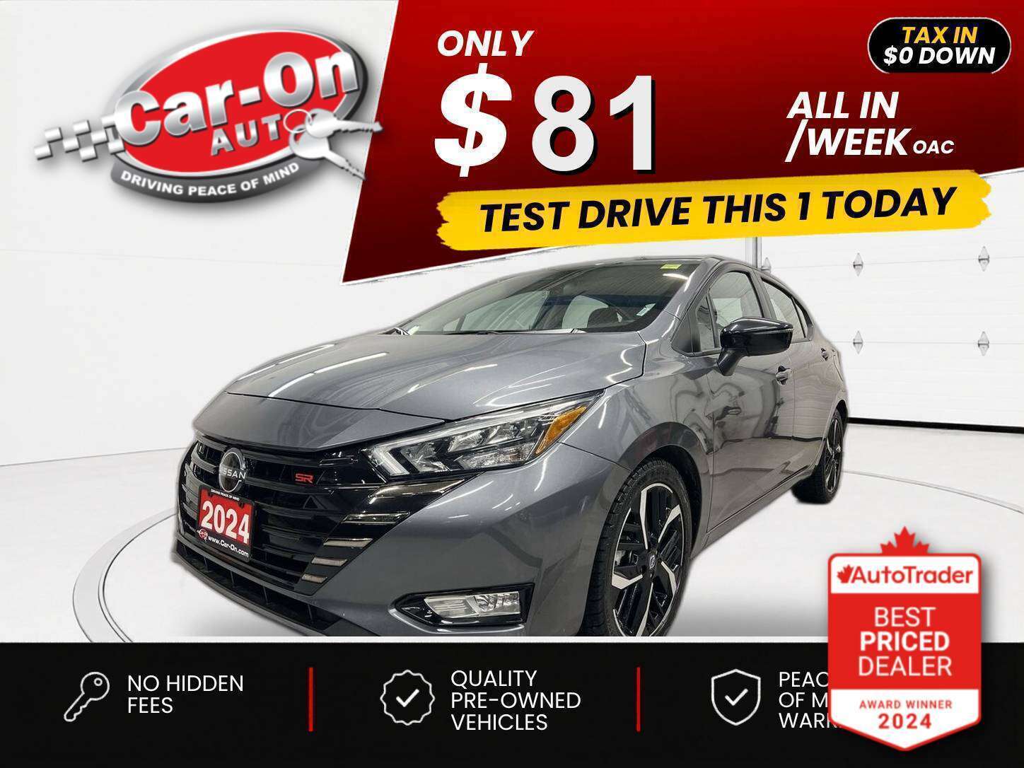 Gray 2024 Nissan Versa SR FWD Sedan Front-Wheel Drive Automatic