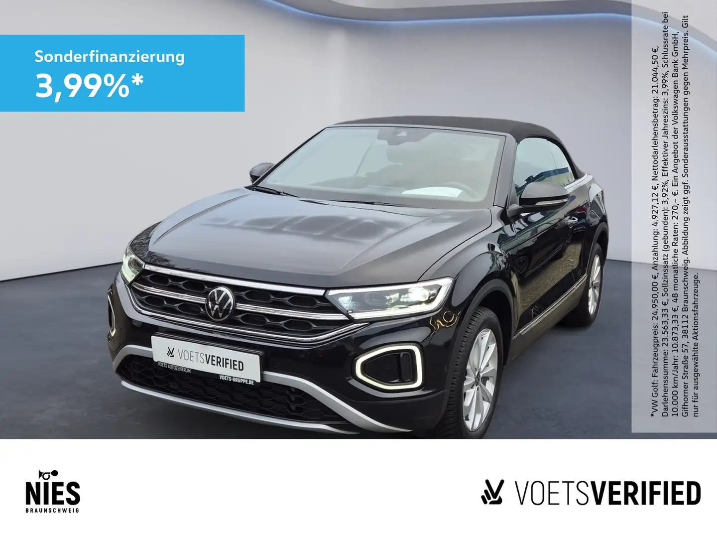 Volkswagen T-Roc Cabriolet Style 1.5 TSI DSG RearView+App-Connec... Schwarz - 1