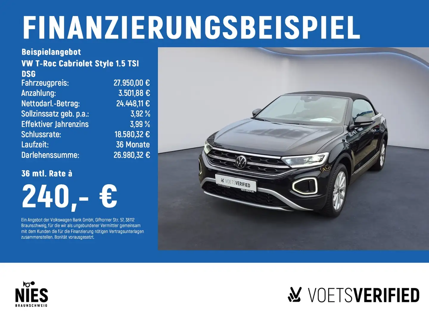 Volkswagen T-Roc Cabriolet Style 1.5 TSI DSG RearView+App-Connec... Schwarz - 2