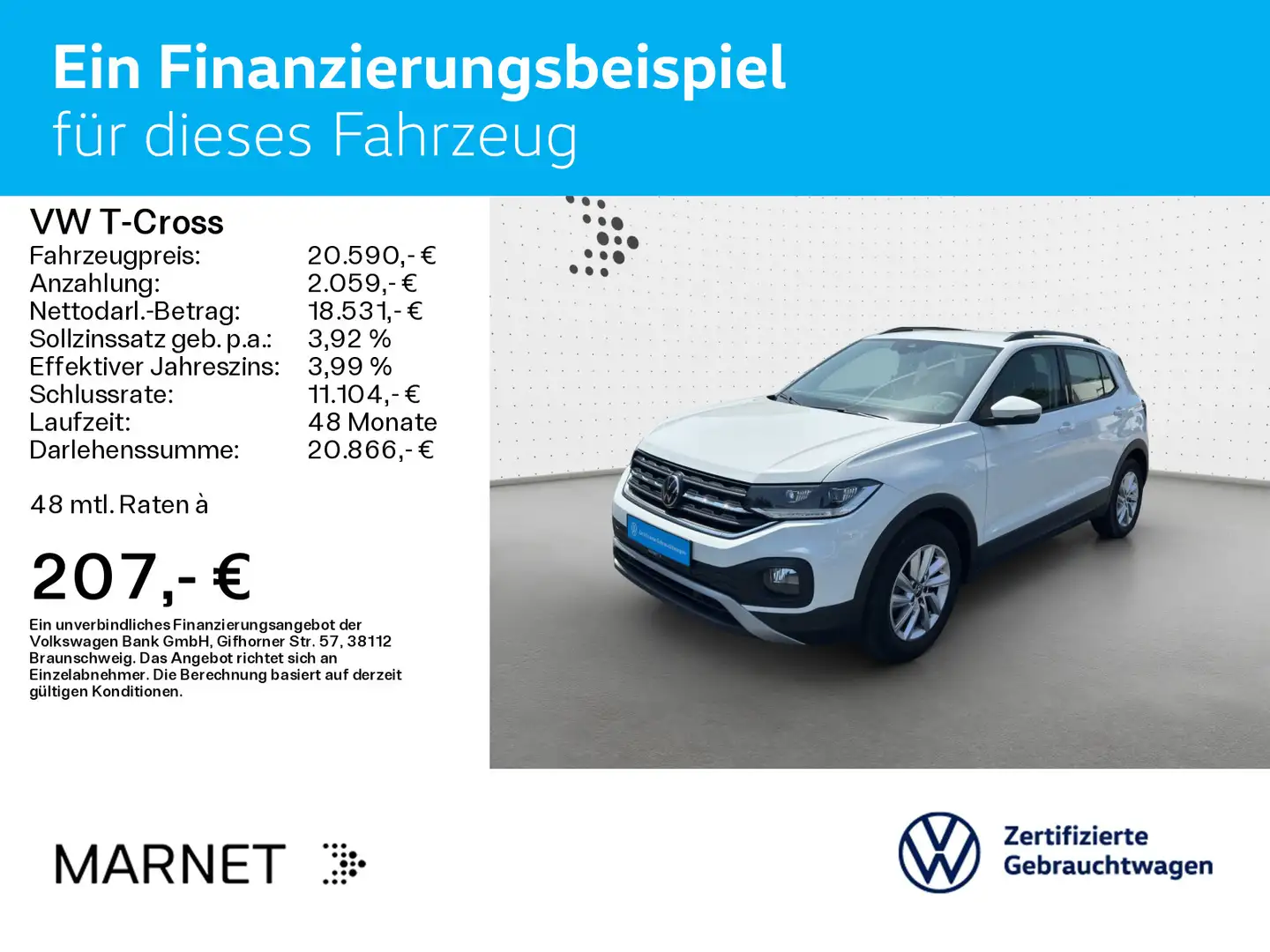 Volkswagen T-Cross 1.0 TSI DSG* LED* NAVI* Kamera*DAB+* Wit - 2