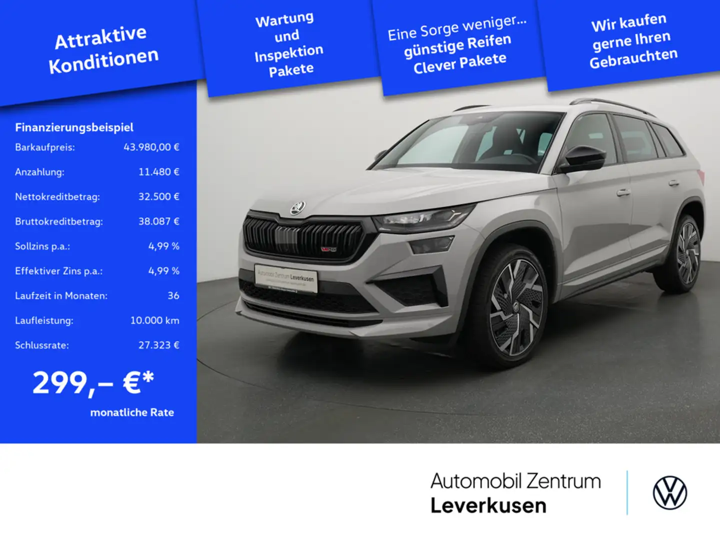 Skoda Kodiaq RS 4x4 DSG LEDER VIRT KAM SHZ MATRIX P Grau - 1