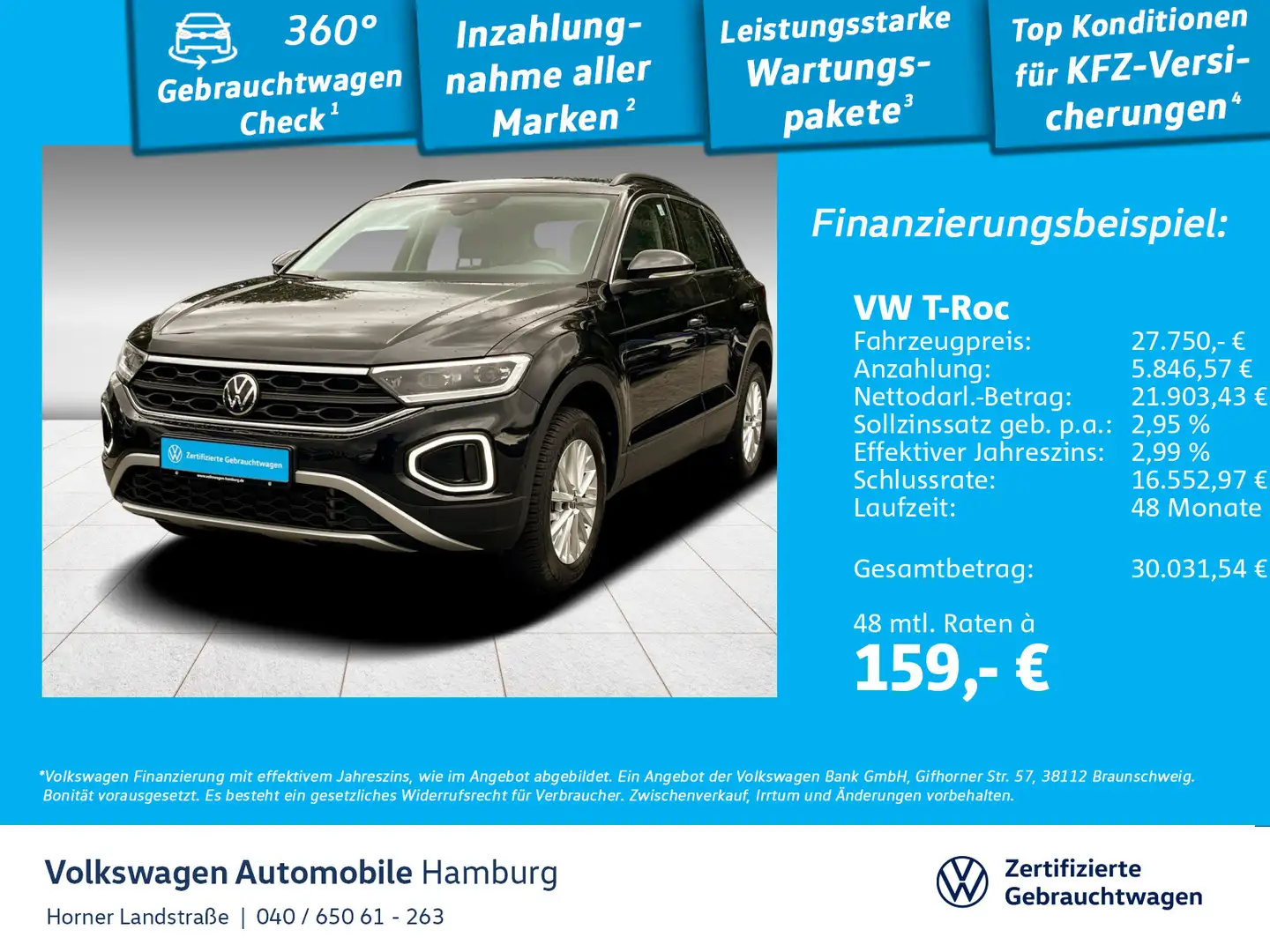 Volkswagen T-Roc Life 1.5 TSI DSG Sitzheizung Einparkhilfe Schwarz - 1