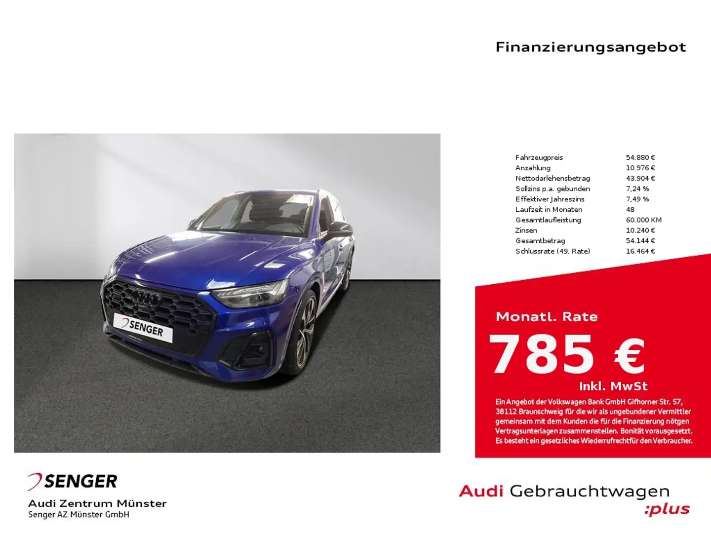 Audi SQ5 3.0 TDI quattro Matrix Pano ACC B&O AHK Blau - 1