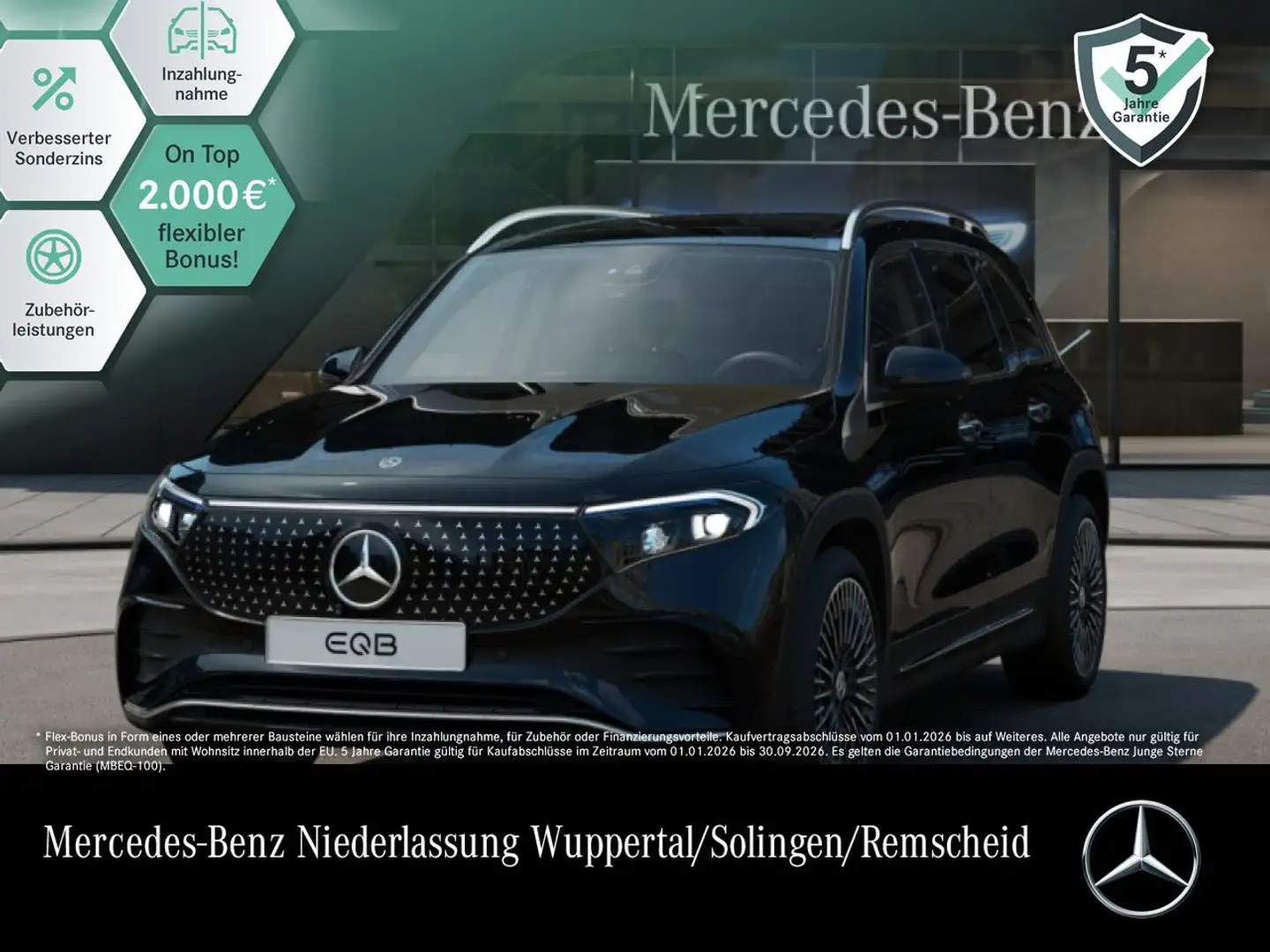 Mercedes-Benz EQB 250 AMG+20"+PLUS-PAKET+AHK+PANO+360+HUD+SPUR Schwarz - 1