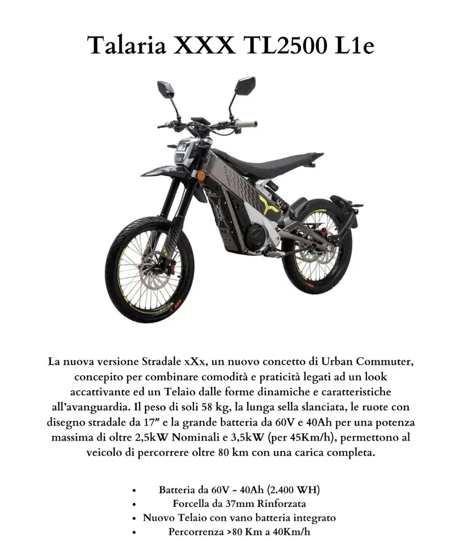 Talaria TL 2500 XXX L1e Nero - 1