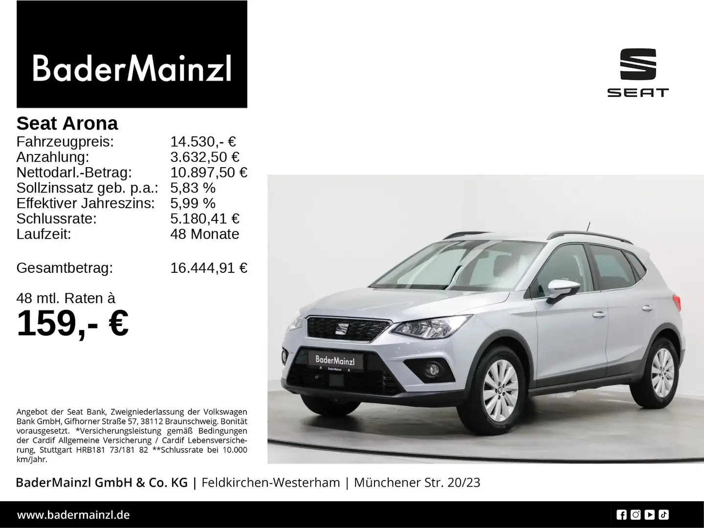 SEAT Arona 1.0 TSI Style PDC CarPlay SHZ Silber - 1