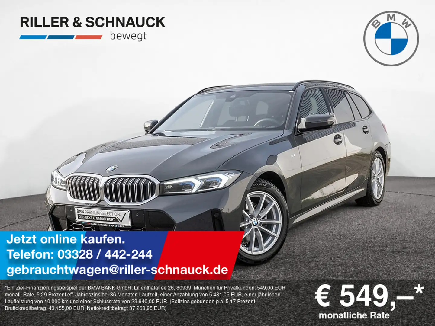 BMW 320 d Touring xDrive M-Sport 360°KAM+HUD+ACC+L Grau - 1