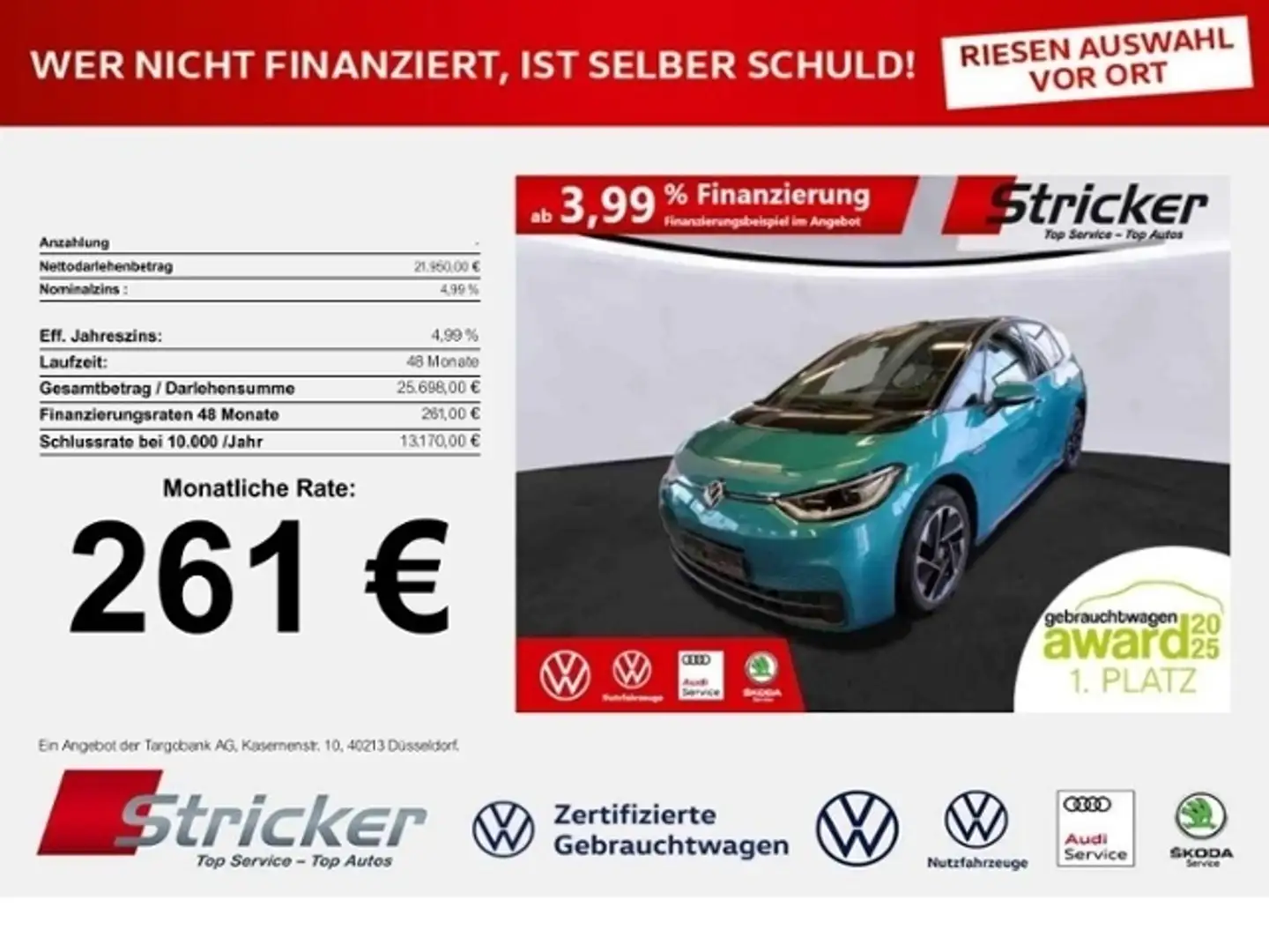 Volkswagen ID.3 Max 150/58 261,-ohne Anzahlung Pano HUD ACC Grün - 1