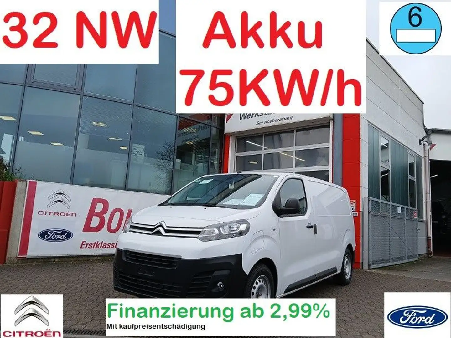 Citroen Jumpy Kasten Elektromotor 75 KW/h Akku Blanco - 1