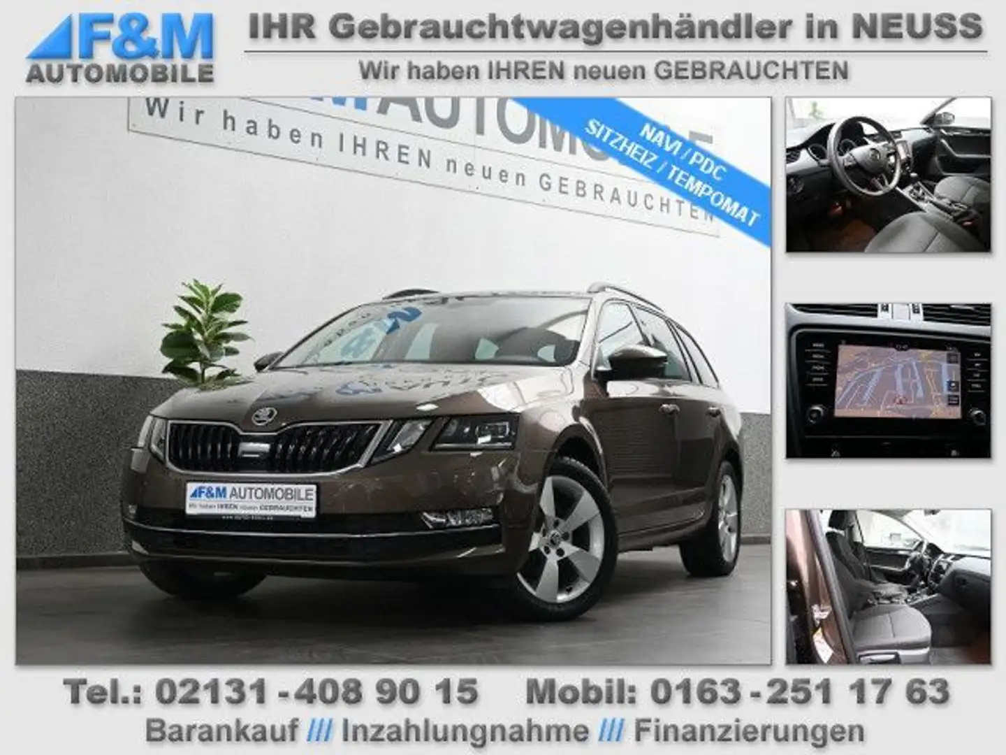 Skoda Octavia 2.0 TDI DSG Style Combi Navi PDC Sitzhei Braun - 1