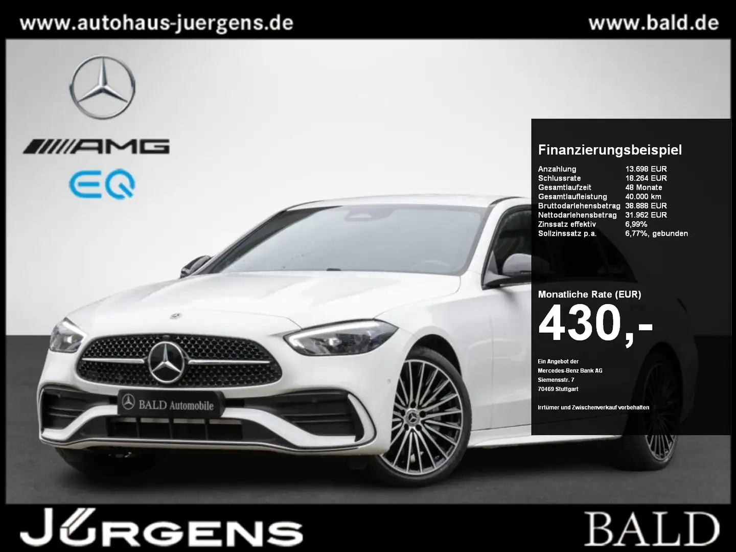 Mercedes-Benz C 200 AMG-Sport/Digital/StdHzg/Burm/Night/Cam/19 Weiß - 1