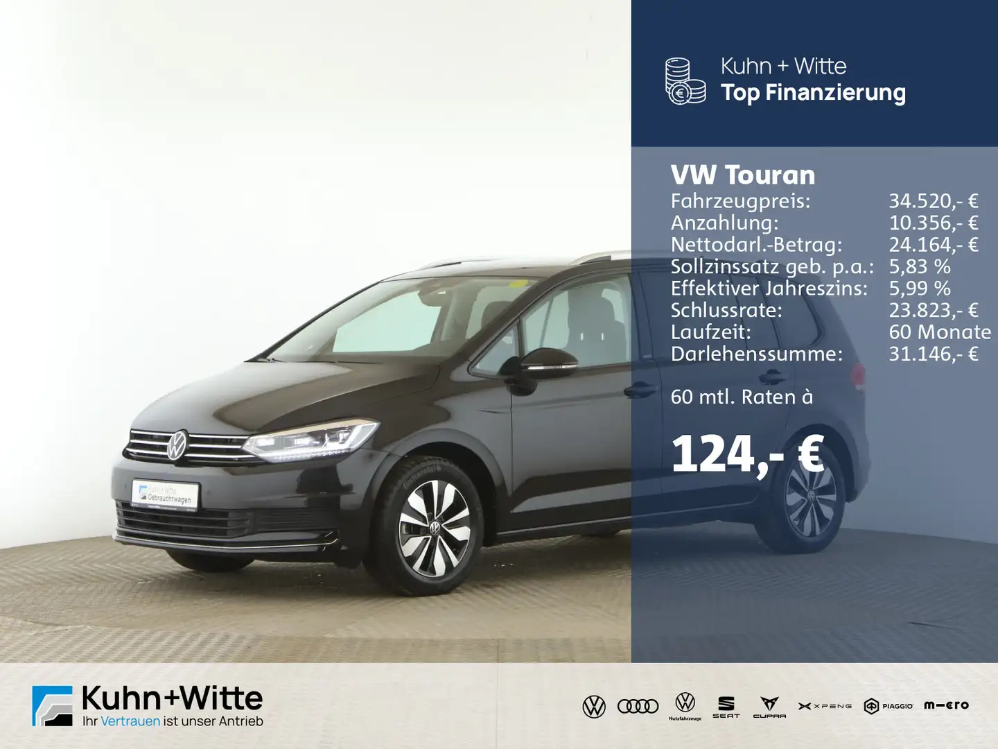 Volkswagen Touran 1.5 TSI MOVE *ACC*AHK*LED*RFK*IQ.Drive* Zwart - 1