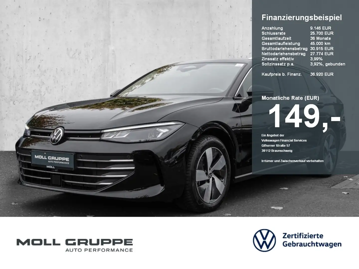 Volkswagen Passat Variant 1.5 eTSI DSG Buisiness ACC AUT LM Schwarz - 1