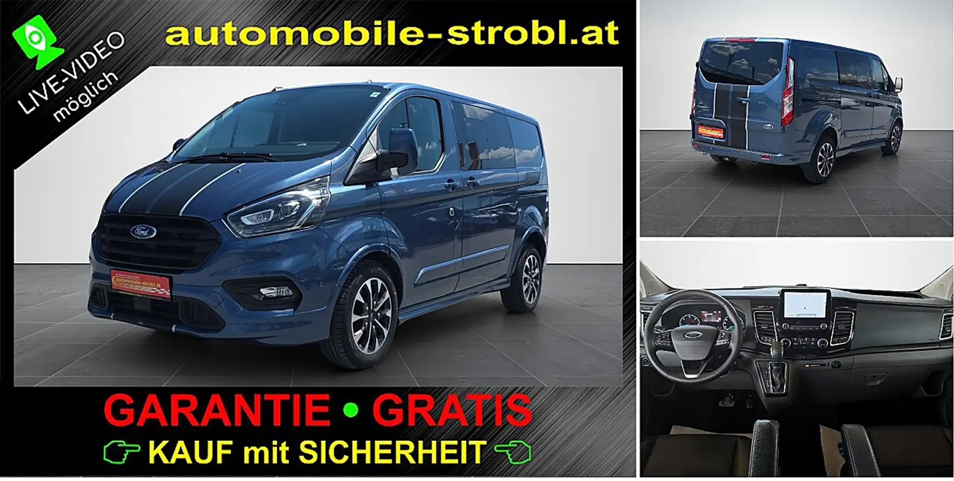 Ford Transit Custom Sport Aut.*ACC*Standhzg*AHV*GARANTIE* Blau - 1