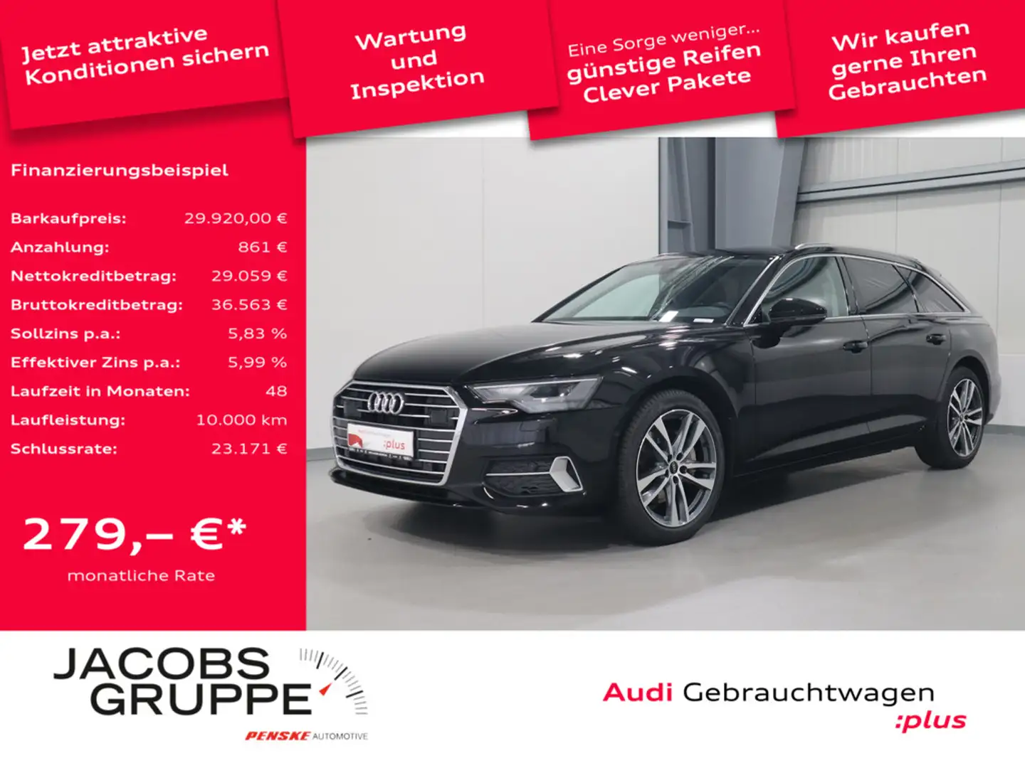 Audi A6 Avant 45 TFSI sport Navi*LED*PDC * Zwart - 1