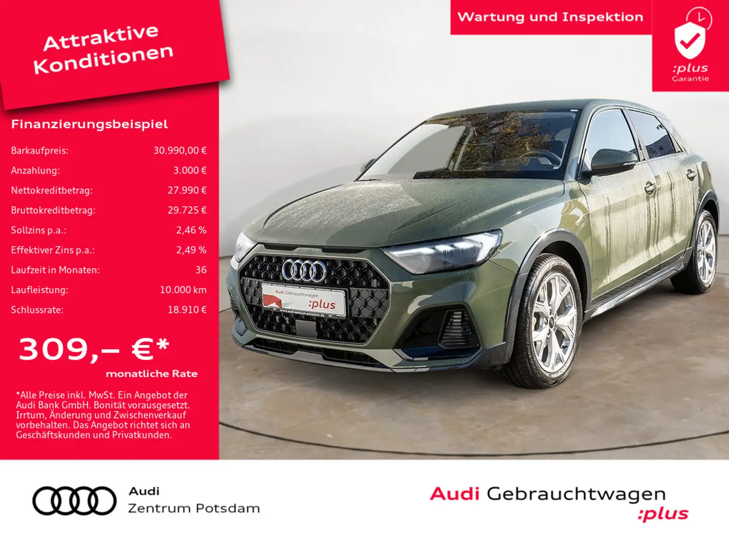 Audi A1 allstreet 30 TFSI PDC SHZ NAVI ACC LED Grün - 1