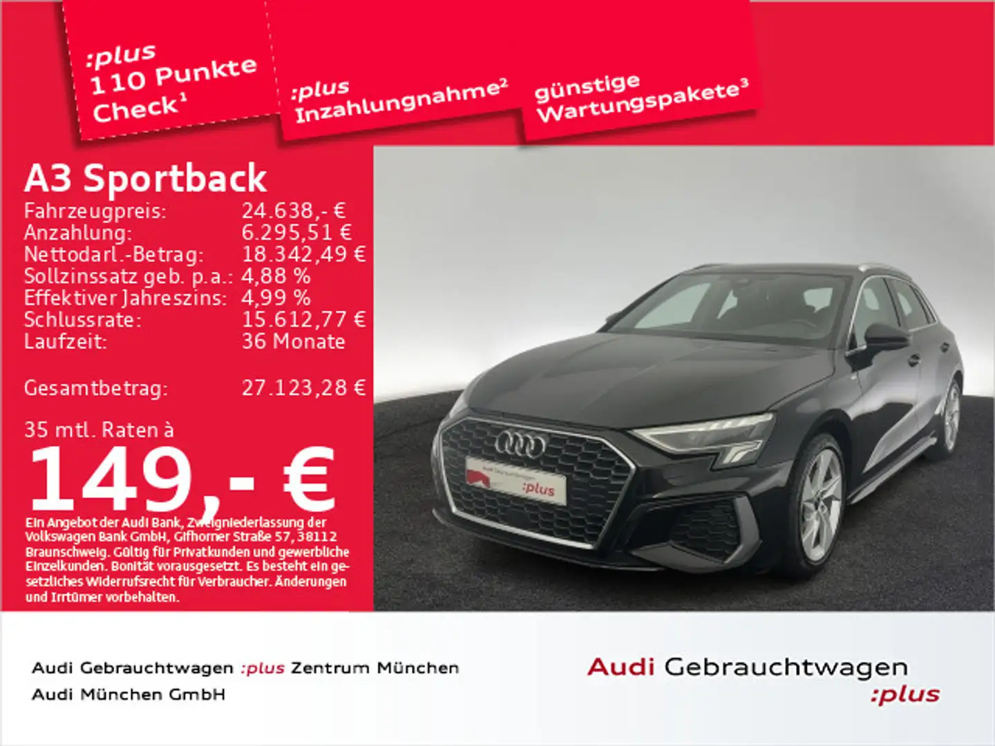 Audi A3 35 TFSI S-tronic S line AHK ACC Vir Zwart - 1