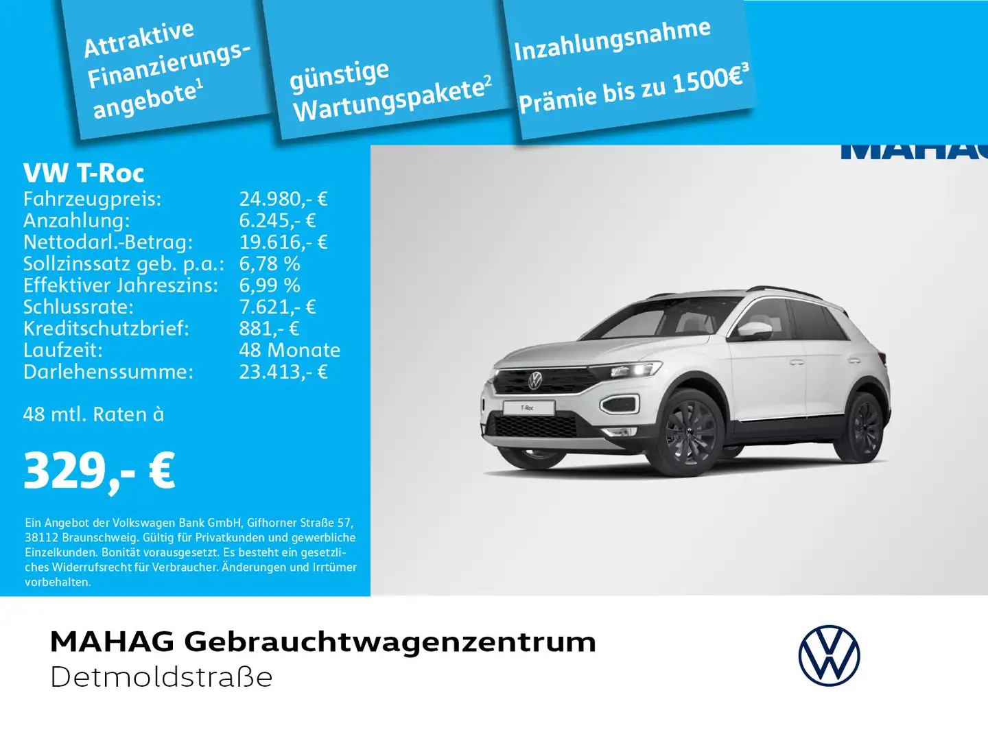 Volkswagen T-Roc T-ROC 2.0 TDI SPORT Leder Navi LED DCC Pano Kame Weiß - 1