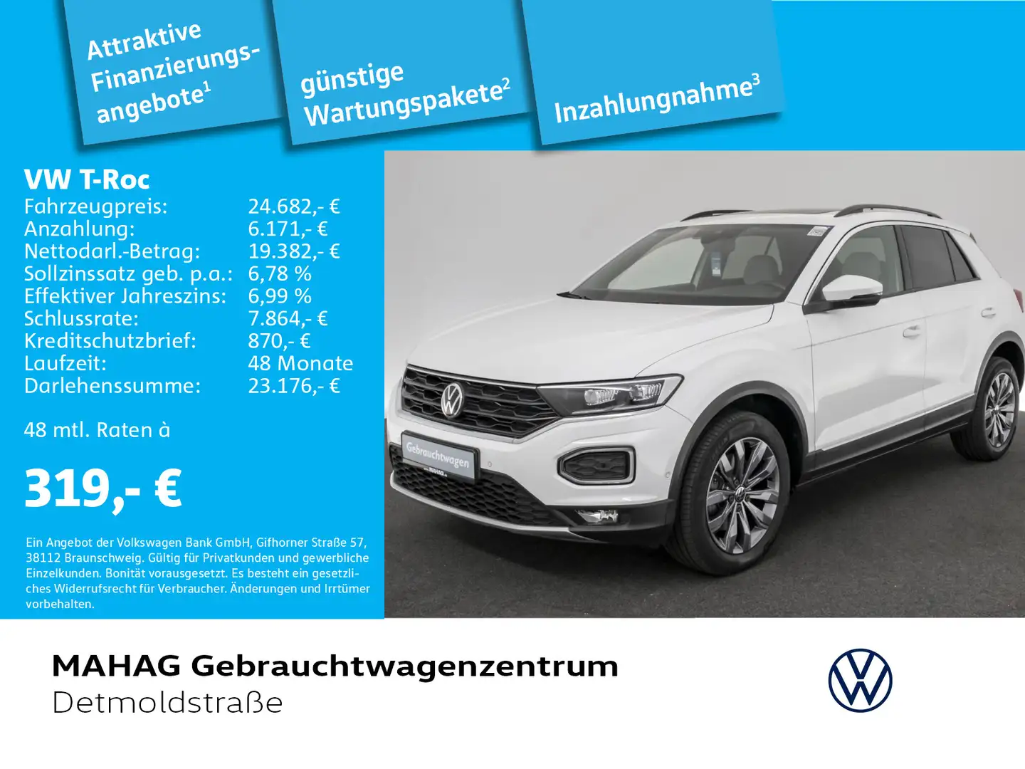 Volkswagen T-Roc T-ROC 2.0 TDI SPORT Leder Navi LED DCC Pano Kame Blanc - 1