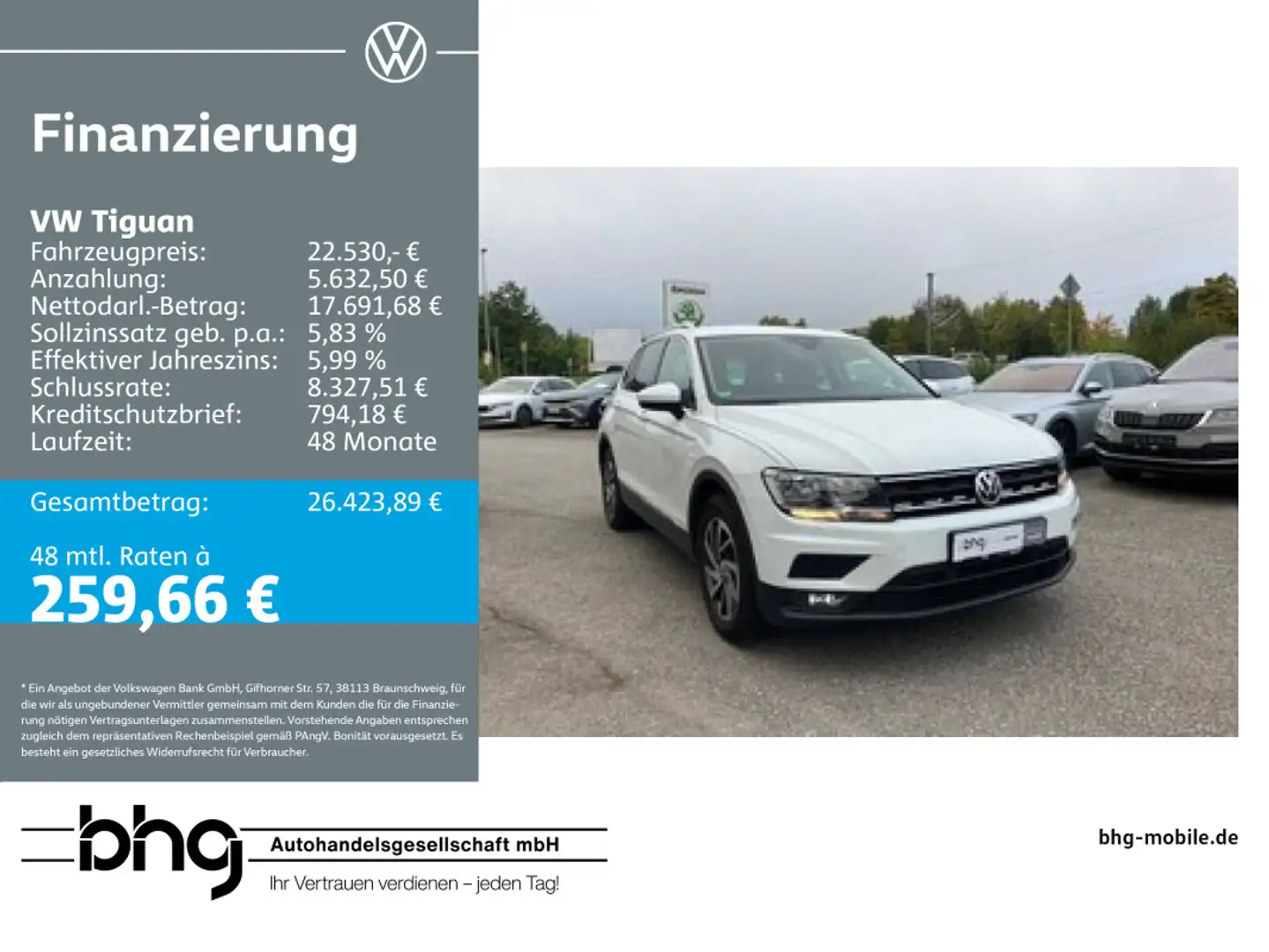 Volkswagen Tiguan 1.4 TSI DSG Sound Weiß - 1