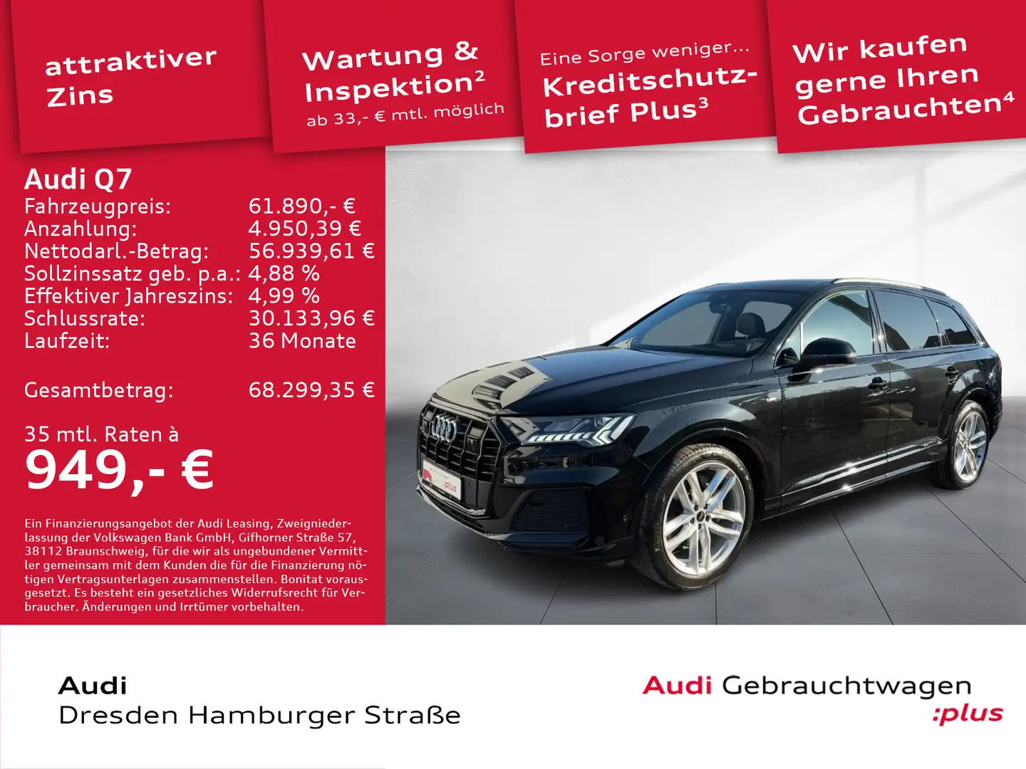Audi Q7 50 TDI S line quattro Matrix Pano B&O 7-Sitze Noir - 1