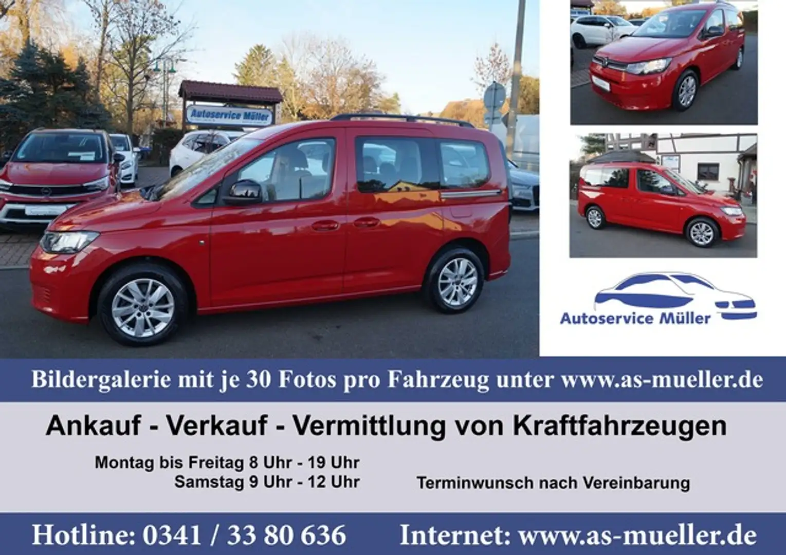 Volkswagen Caddy 1,5i PDC-Sitzh.-2 x Schiebetüren-Winterräd Rouge - 1