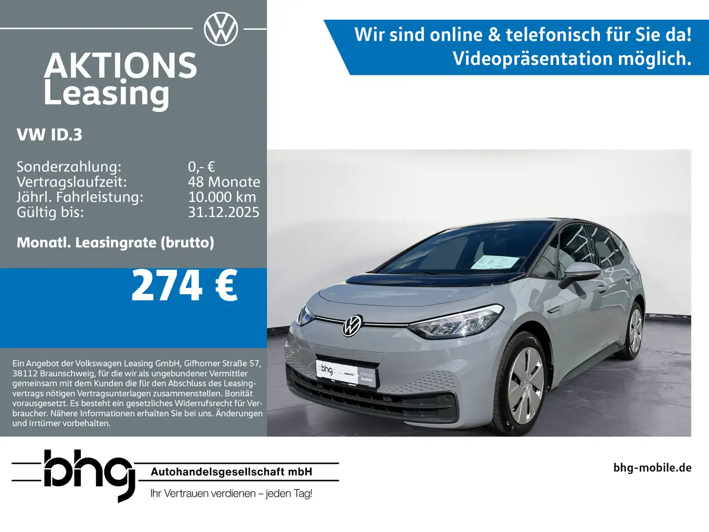 Volkswagen ID.3 Pure Navi; LED; PDC Gris - 1