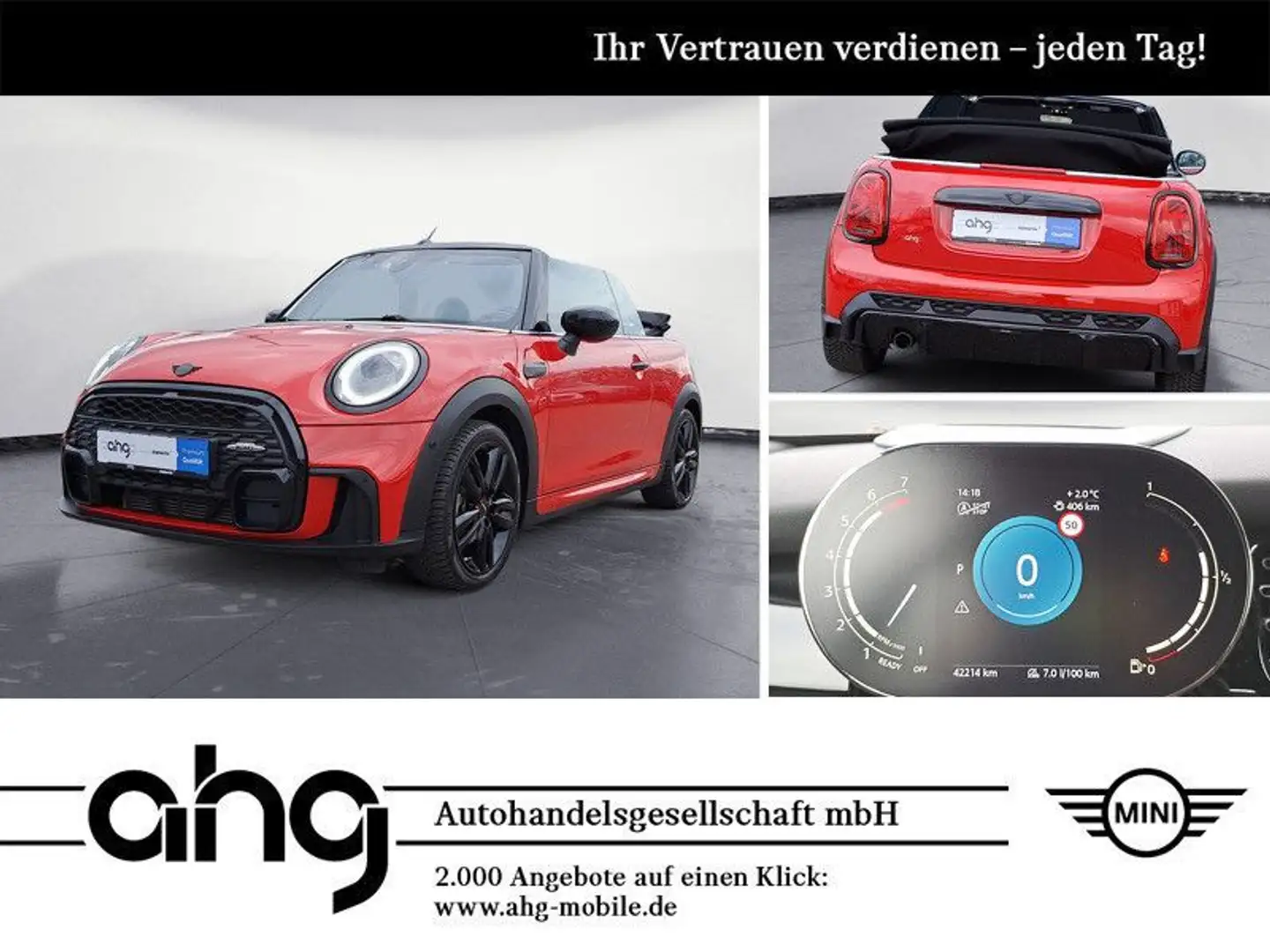 MINI Cooper Cabrio JCW Trim Steptronic Navi Leder MIN Rot - 1