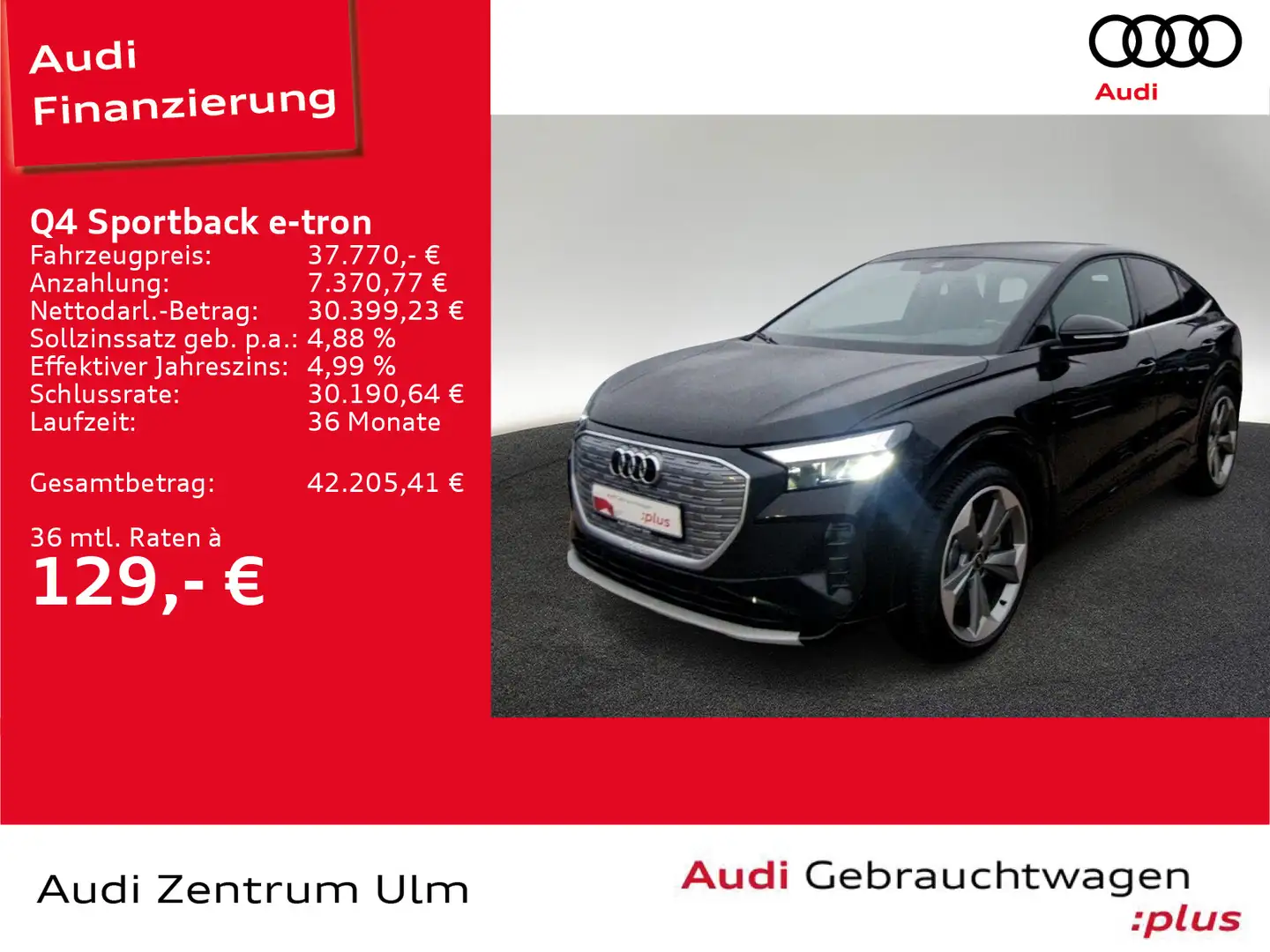 Audi Q4 e-tron 50 quattro AHK HuD LED NAV Schwarz - 1