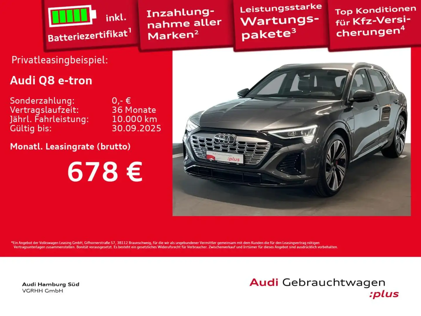 Audi Q8 e-tron 55 qu. 2xS LINE/LM22/MATRIX/HUD/MEMORY Grau - 1